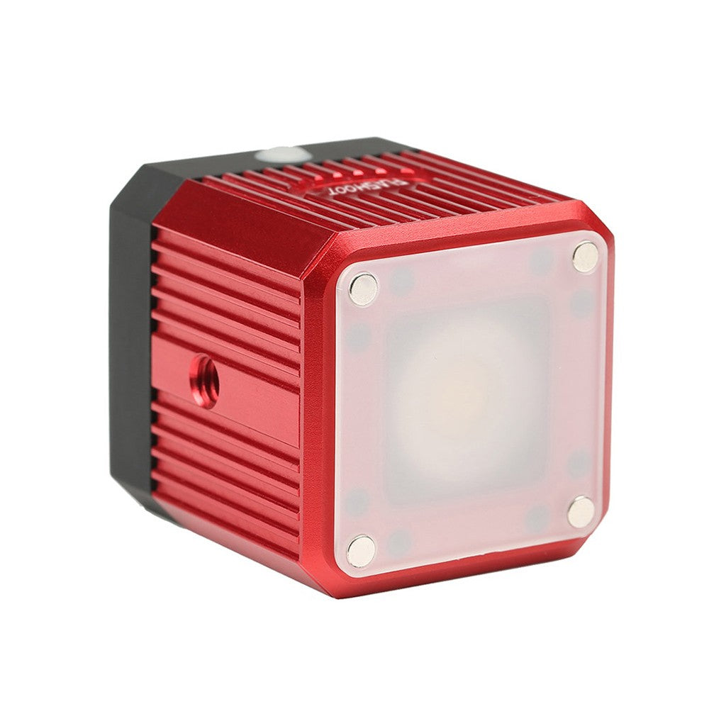 Waterproof Aluminum Alloy Cube LED Video Light 5600K Diving Fill Light Strobe Flash with 1/4 Inch Screw Hole - Red