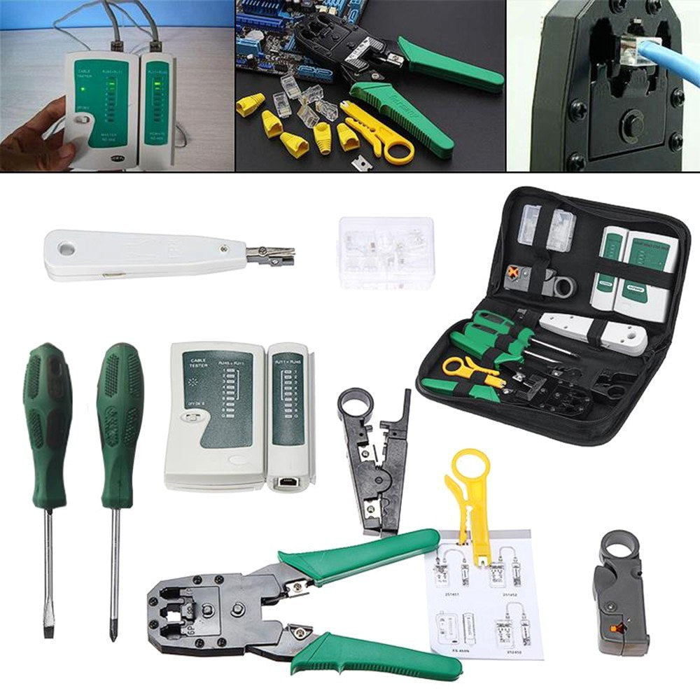 9 in 1 LAN Network Fix Cable Tester Crimper Plier Hand Tool Kit Cat5 RJ45 RJ11 RJ12 Stripping Make Ethernet Connector Test