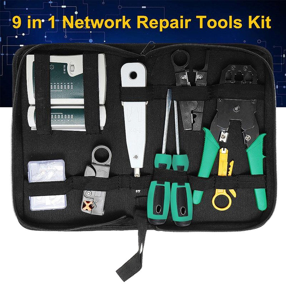 9 in 1 LAN Network Fix Cable Tester Crimper Plier Hand Tool Kit Cat5 RJ45 RJ11 RJ12 Stripping Make Ethernet Connector Test