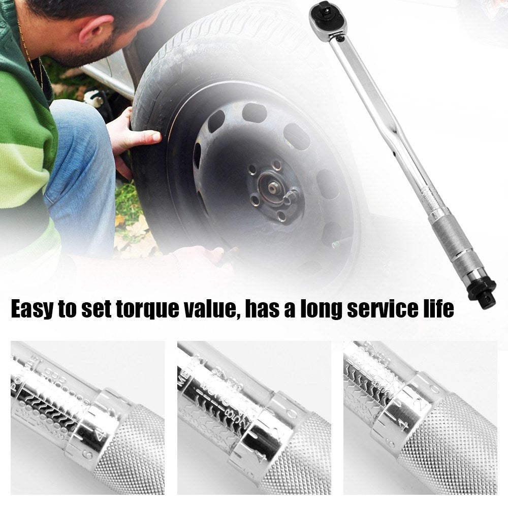 Auto Repair Spanner Hand Tool Kit 5Pcs 1/2" 28-210Nm Adjustable Tire Torque Wrench Set