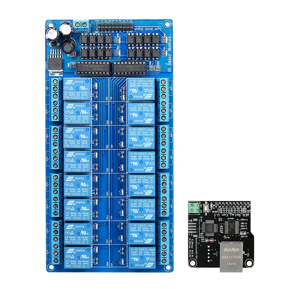Ethernet Control Module LAN WAN Network Web Server IP TCP RJ45 Port + 16-Channel Relay Expansion Board for Arduino iOS Raspberry Pi 16 CHs Relay