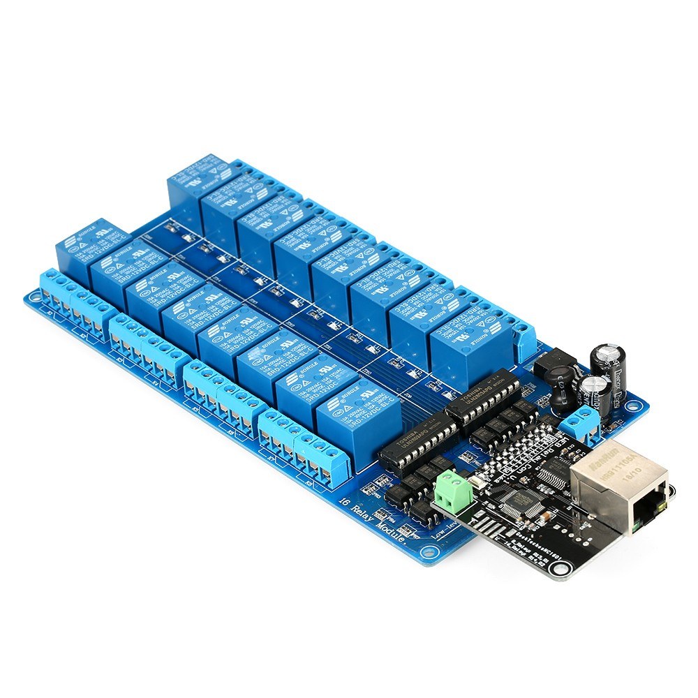 Ethernet Control Module LAN WAN Network Web Server IP TCP RJ45 Port + 16-Channel Relay Expansion Board for Arduino iOS Raspberry Pi 16 CHs Relay