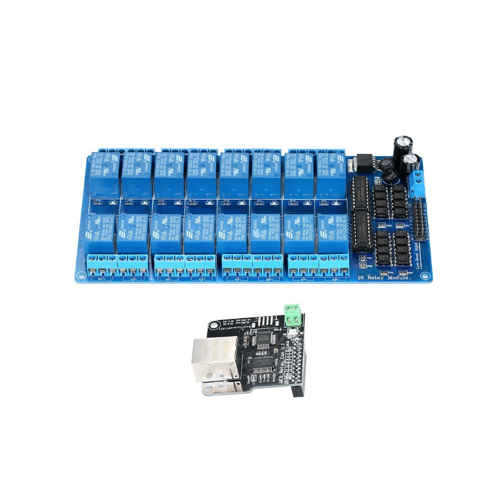 Ethernet Control Module LAN WAN Network Web Server IP TCP RJ45 Port + 16-Channel Relay Expansion Board for Arduino iOS Raspberry Pi 16 CHs Relay