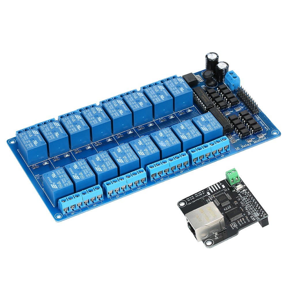 Ethernet Control Module LAN WAN Network Web Server IP TCP RJ45 Port + 16-Channel Relay Expansion Board for Arduino iOS Raspberry Pi 16 CHs Relay