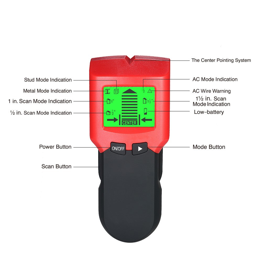 Stud Finder Wall Detector with Large LCD Screen Metal and AC Cable Live Wire Scanner