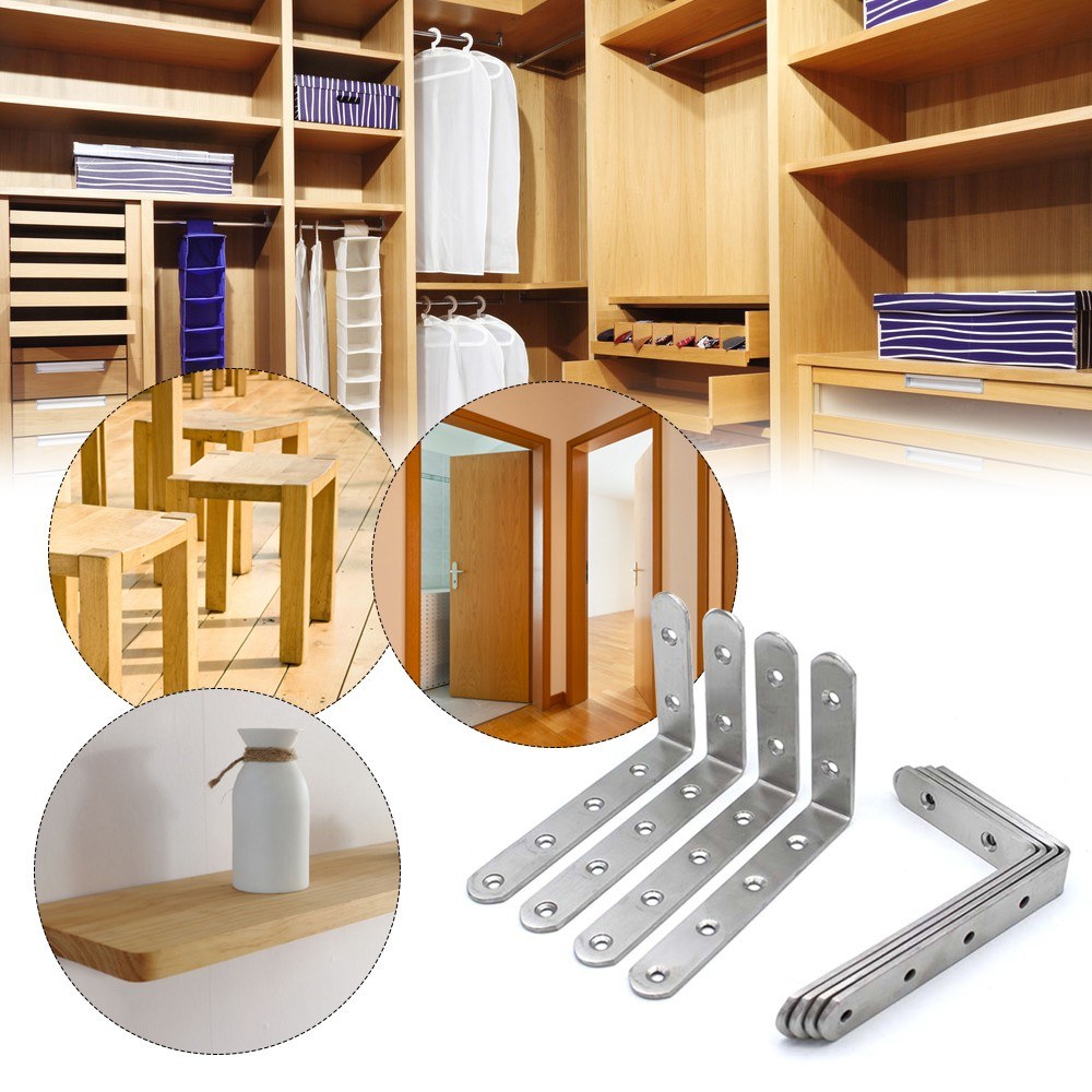 Corner Brace Set Right Angle Fastener Corner Bracket for Furniture Shelves - 4Pcs