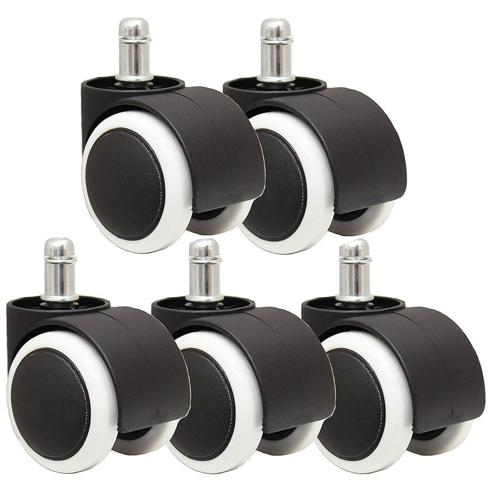 5Pcs Office Chair Roller 2" Swivel Caster Wheels Universal Furniture Casters - White