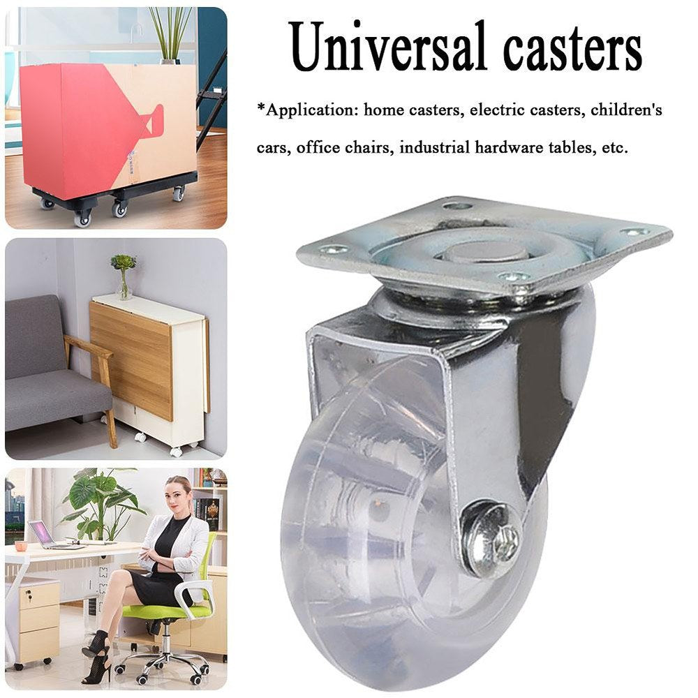 4Pcs Universal Wheels 2" Transparent Swivel Caster Wheels Omni-directional Trolley Caster Furniture Casters