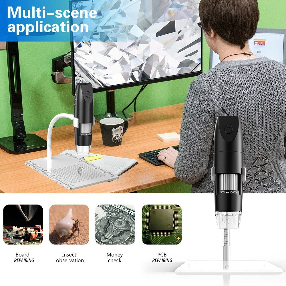 2.0MP Multifunctional Wireless Microscope WIFI Portable High-definition Microscopes - Black