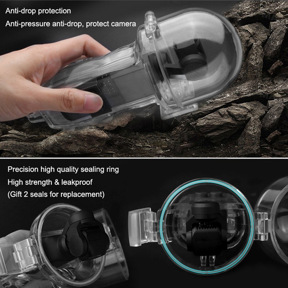 Dive Case Housing 60M Depth Waterproof Cameras Case Protective Diving Cover for Osmo Pocket Camera - Transparent