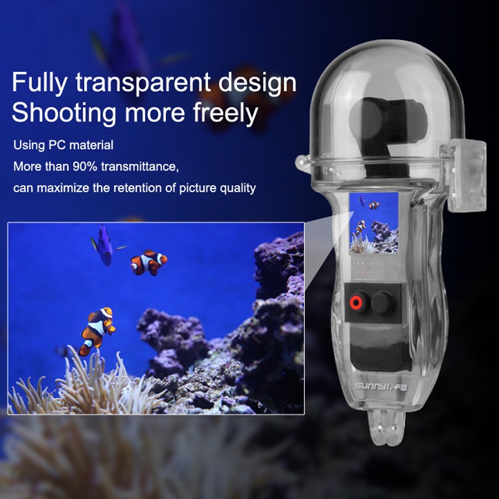 Dive Case Housing 60M Depth Waterproof Cameras Case Protective Diving Cover for Osmo Pocket Camera - Transparent