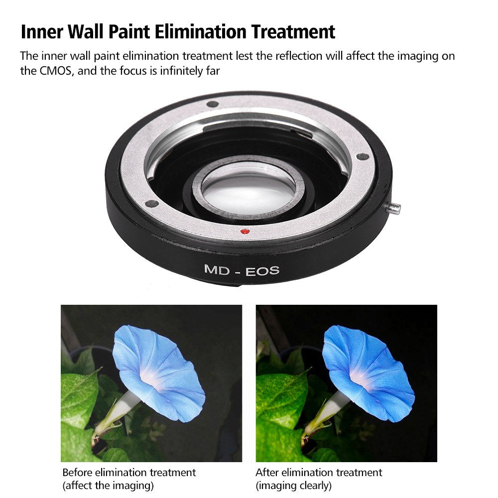 Uniqkart for Canon EOS EF Camera Focus Infinity MD-EOS Lens Mount Adapter Ring with Corrective Lens