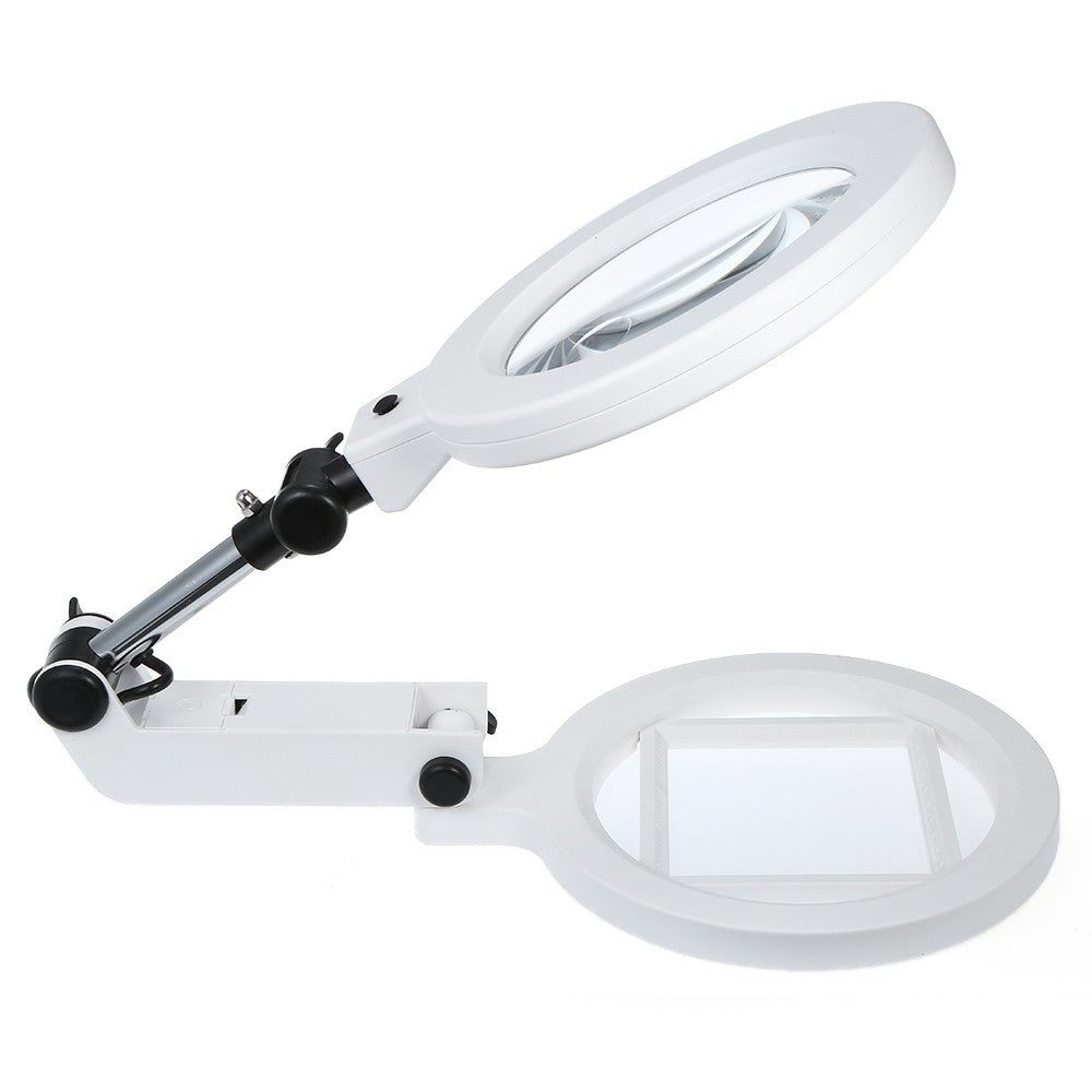 1.5X/5X Magnifying Glass Foldable Magnifier with Light Stand Desktop - EU Plug