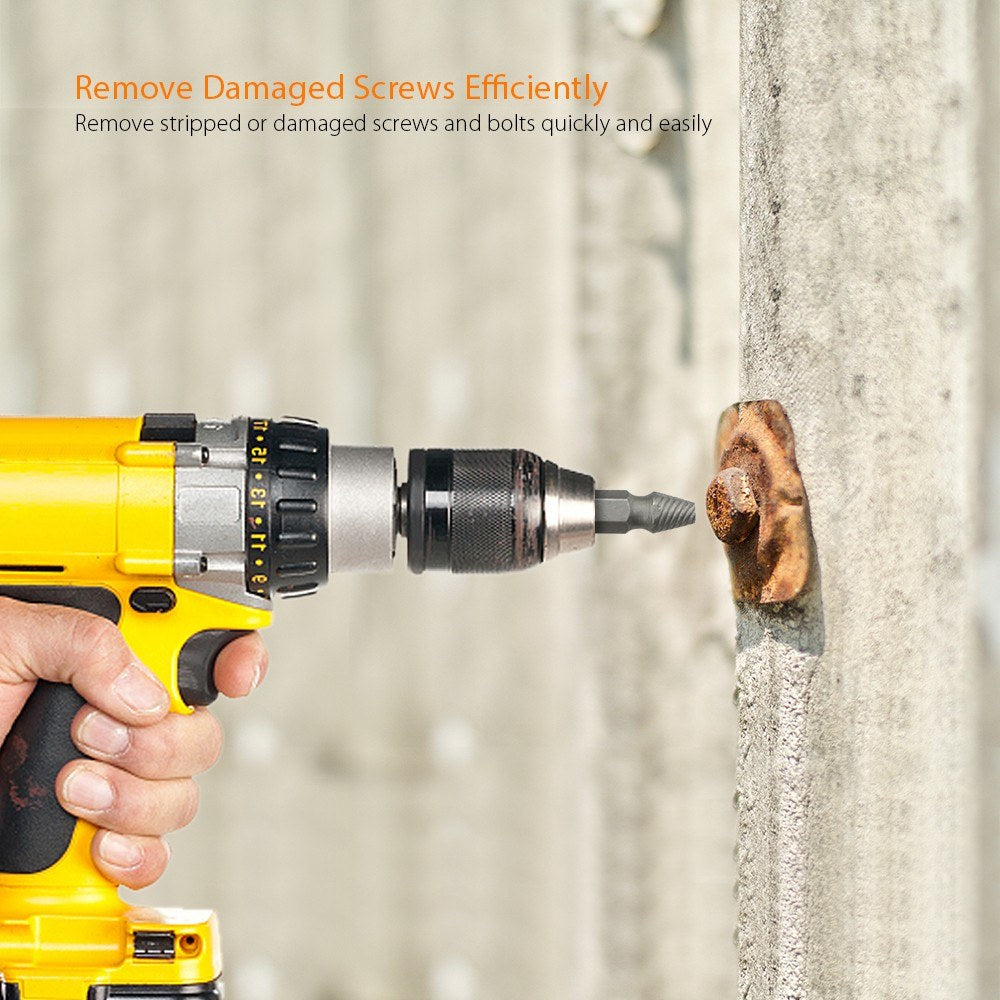 4Pcs Screw Extractor for Broken Head Screw Tube Broken Tap Bolt Removal Tool Broken Faucet and Wire Extractor Stripper Manual Screw Remover Damaged Screw Extractor Kit - Silver