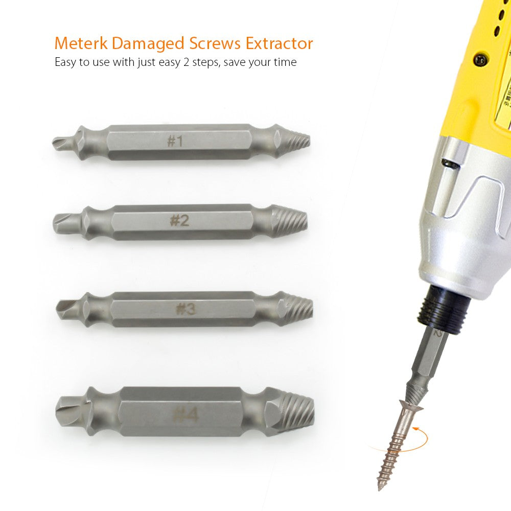 4Pcs Screw Extractor for Broken Head Screw Tube Broken Tap Bolt Removal Tool Broken Faucet and Wire Extractor Stripper Manual Screw Remover Damaged Screw Extractor Kit - Silver