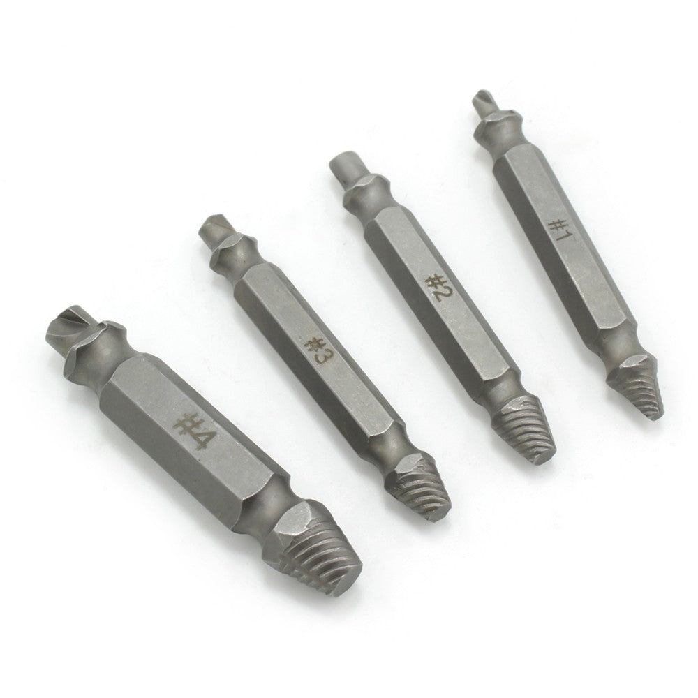 4Pcs Screw Extractor for Broken Head Screw Tube Broken Tap Bolt Removal Tool Broken Faucet and Wire Extractor Stripper Manual Screw Remover Damaged Screw Extractor Kit - Silver