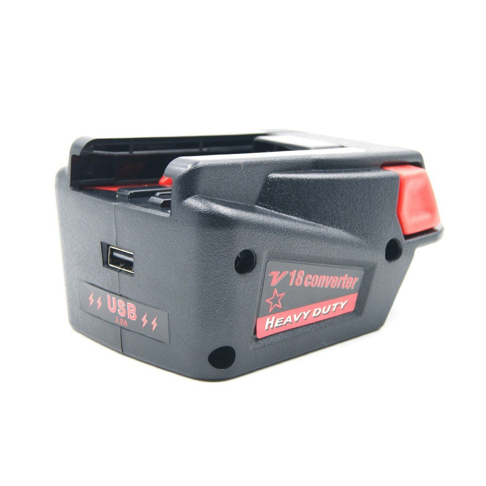Adapter Converter for Milwaukee M18 18V Li-ion Cell to Milwaukee V18 18V Cell Lithium Cordless USB Charge Tool - Black/Red
