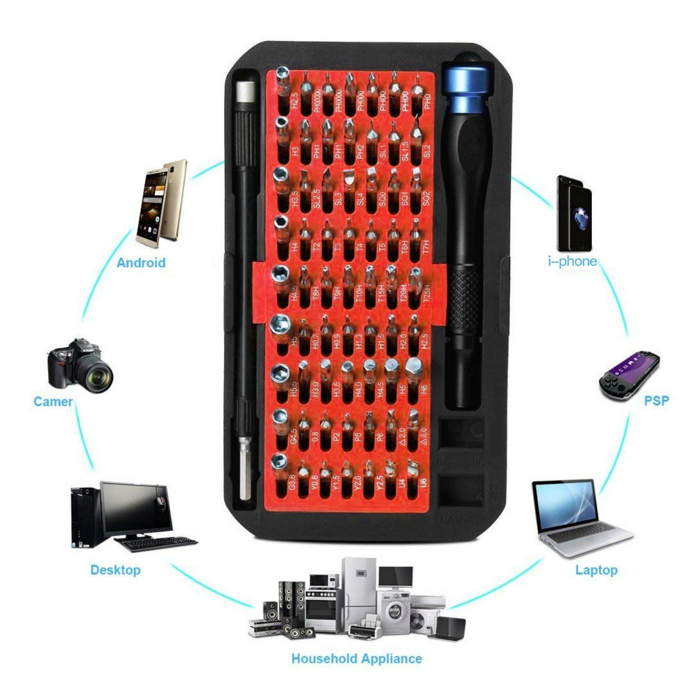 Mechanic Screwdriver Set 76PCS Partial Repair Set Torx Safety Pentalobe JIS Tri-point for Tablet PC Camera