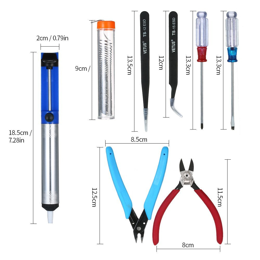 60W Electric Soldering Iron Kit Adjustable Temperature Welding Digital Multimeter Soldering Kit - EU Plug