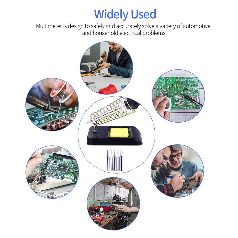 60W Electric Soldering Iron Kit Adjustable Temperature Welding Digital Multimeter Soldering Kit - EU Plug