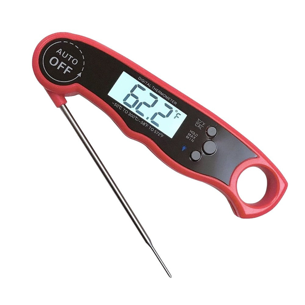 Waterproof Digital Instant Read Food Meat Thermometer with 4.7?Foldable Probe Calibration Function - Red