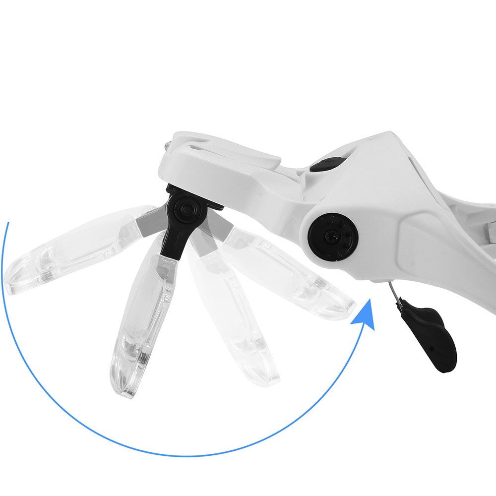 Head Mount Glasses Magnifier USB Charging Magnifying Glasses with 2 LED Lights Jewelry Craft Watch Hobby 5 Lenses 1.0X 1.5X 2.0X 2.5X 3.5X for Close Work