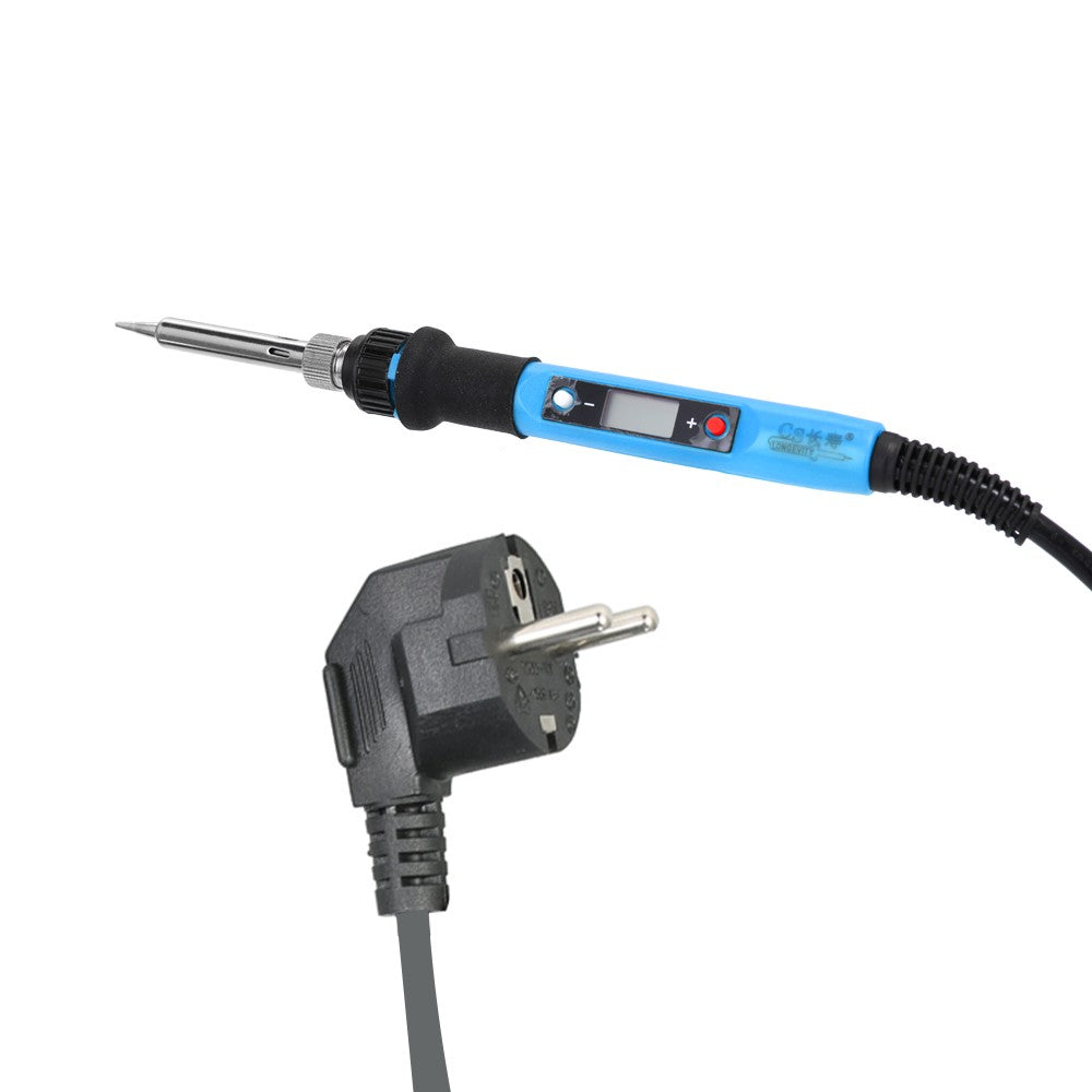 80W Professional LCD Digital Temperature Adjustable Electric Soldering Iron Tool - EU Plug/Blue