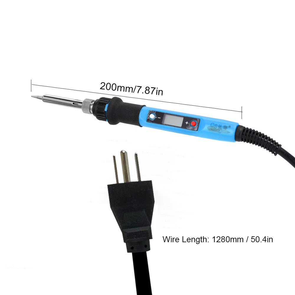 80W Professional LCD Digital Temperature Adjustable Electric Soldering Iron Tool - EU Plug/Blue
