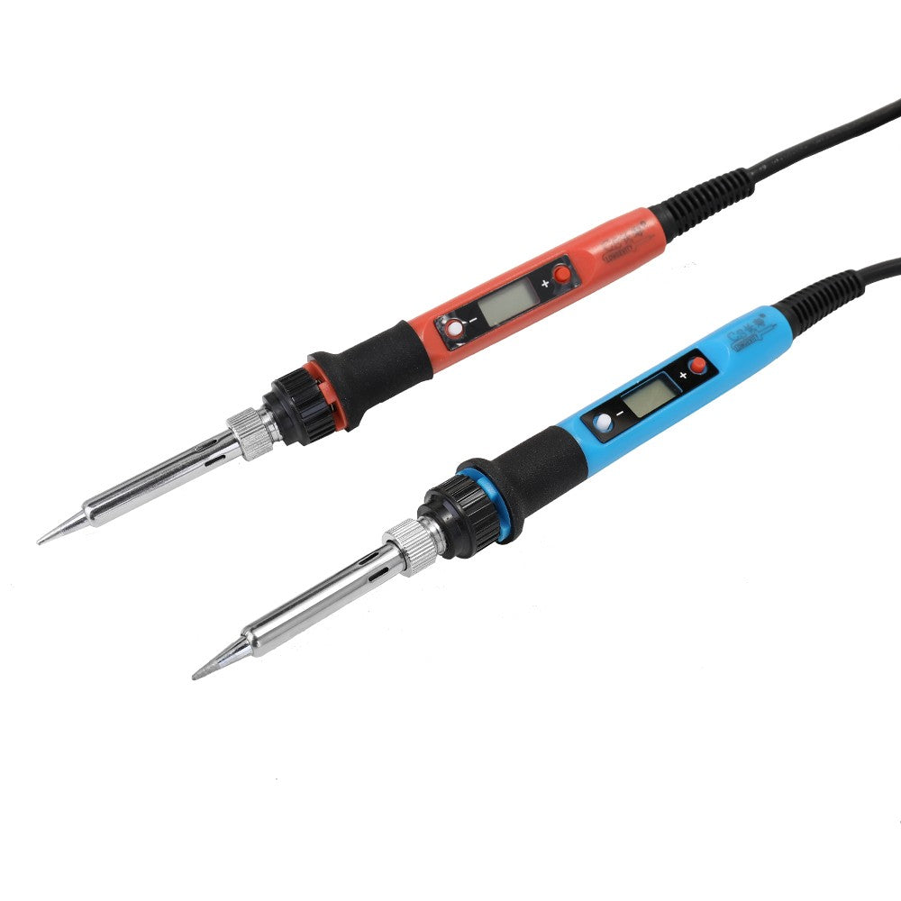 80W Professional LCD Digital Temperature Adjustable Electric Soldering Iron Tool - EU Plug/Red