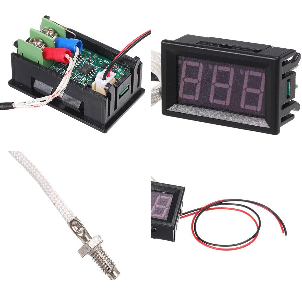 XH-B310 Industrial Digital Thermometer 12V Temperature Meter K-type M6 Thermocouple Tester - Red