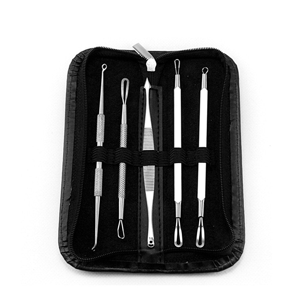 5Pcs Blemish Extractor Kit Blackhead Acne Pimple Blemish Extractor Remover Stainless Steel Tool Kit