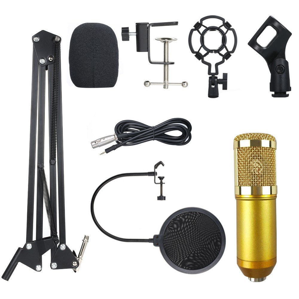 BM800 Suspension Microphone Kit Studio Live Stream Broadcasting Recording Condenser Microphone Set - Style 2/Gold