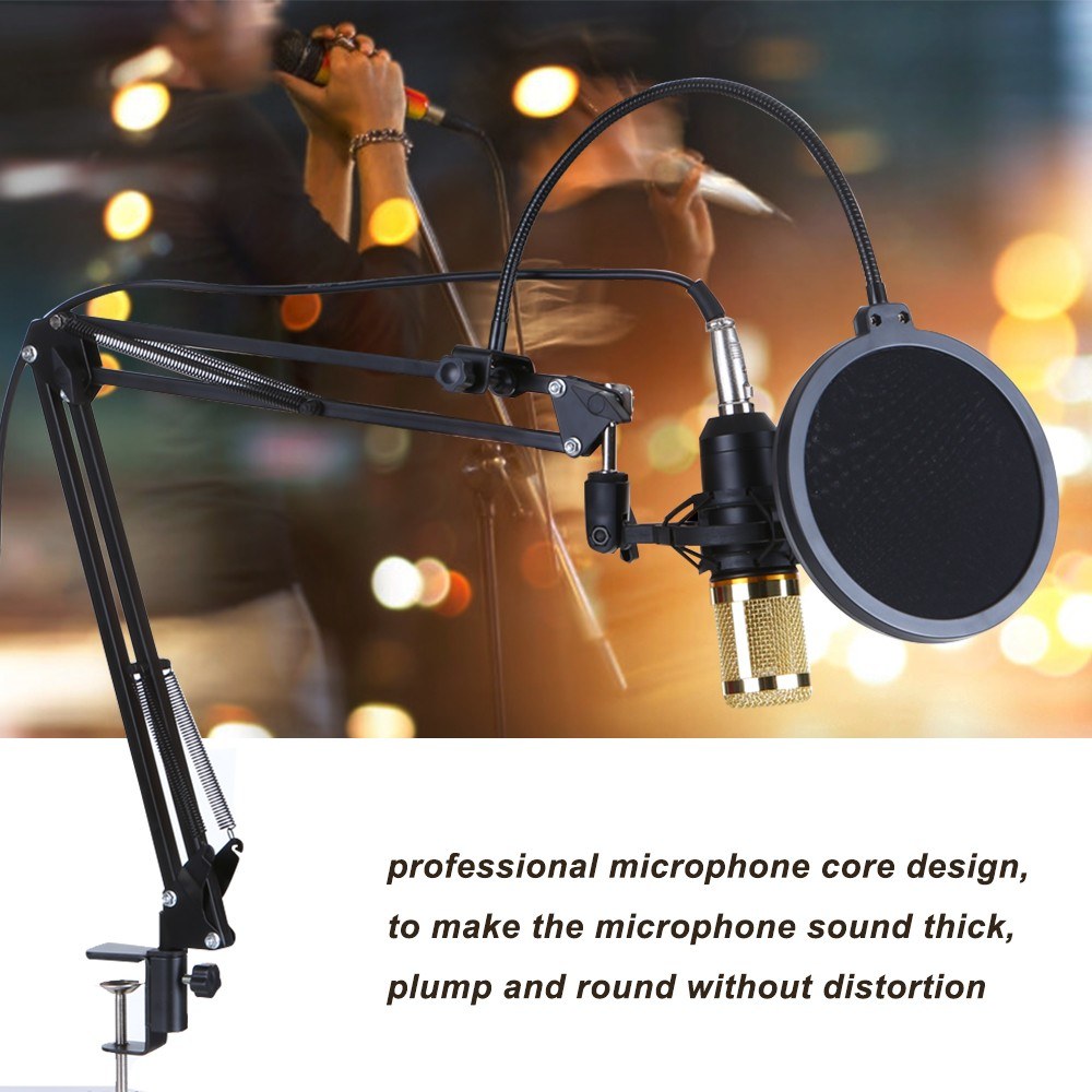 BM800 Suspension Microphone Kit Studio Live Stream Broadcasting Recording Condenser Microphone Set - Style 2/Gold