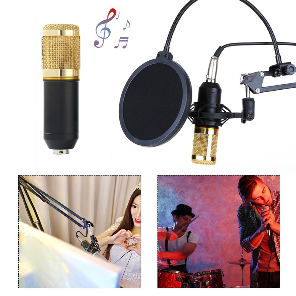 BM800 Suspension Microphone Kit Studio Live Stream Broadcasting Recording Condenser Microphone Set - Blue