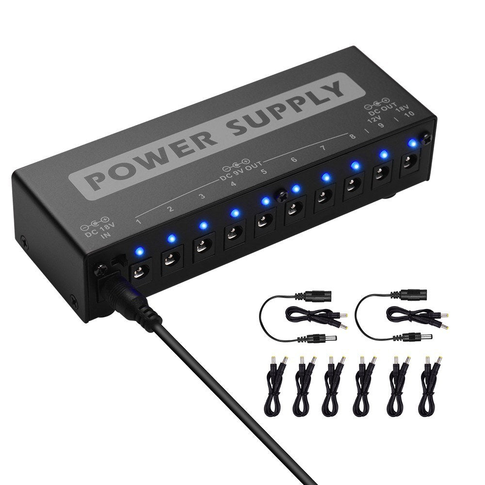 Portable Guitar Effect Power Supply Station Distributor for 9V/ 12V/ 18V Guitar Effects - EU Plug