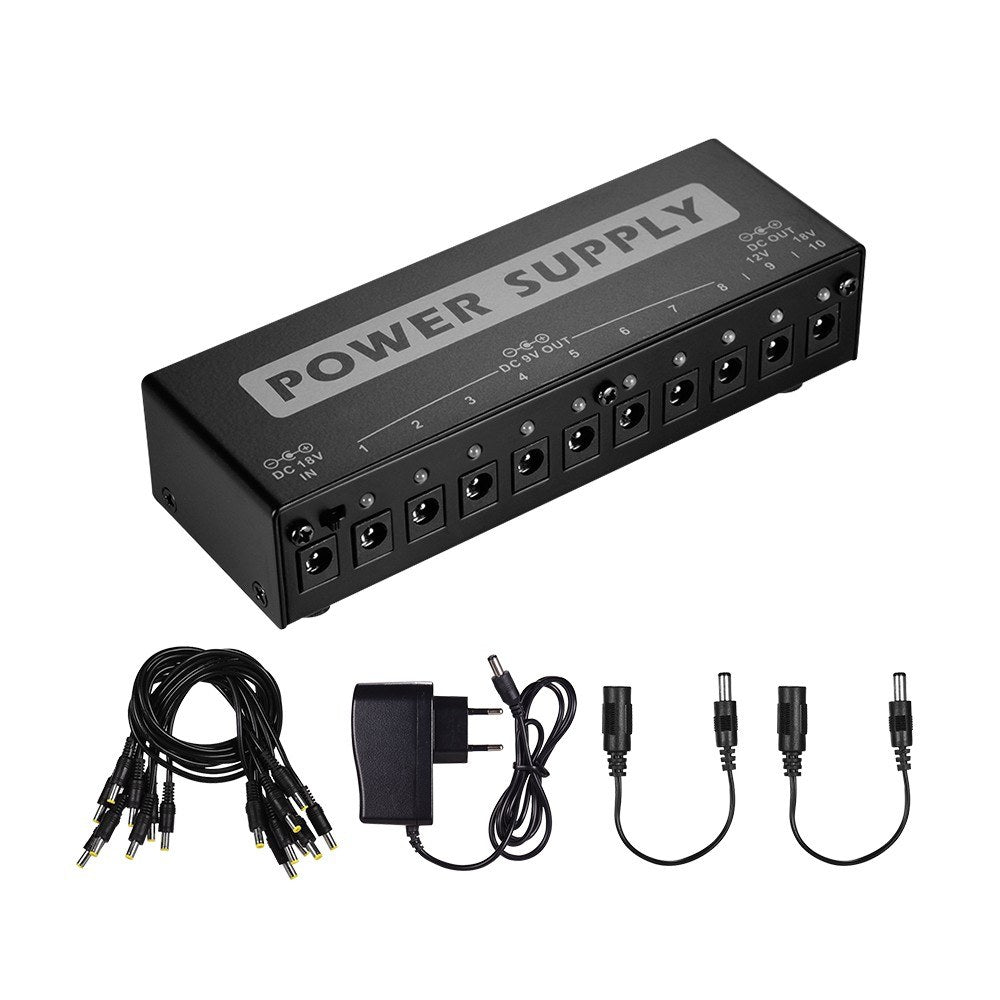 Portable Guitar Effect Power Supply Station Distributor for 9V/ 12V/ 18V Guitar Effects - EU Plug