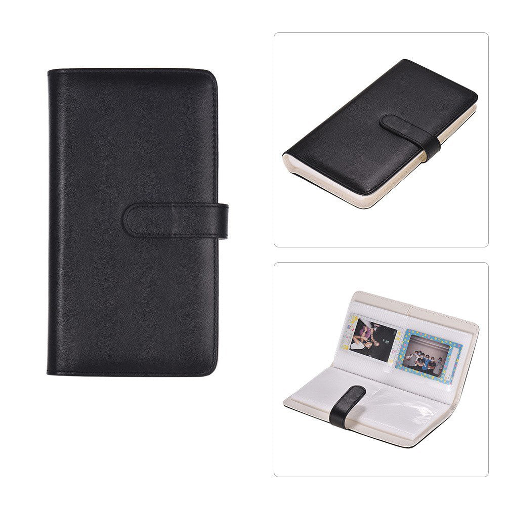 80 Pockets Portable Mini Magnetic Closure Photo Album Photo Pictures Book Album - Black