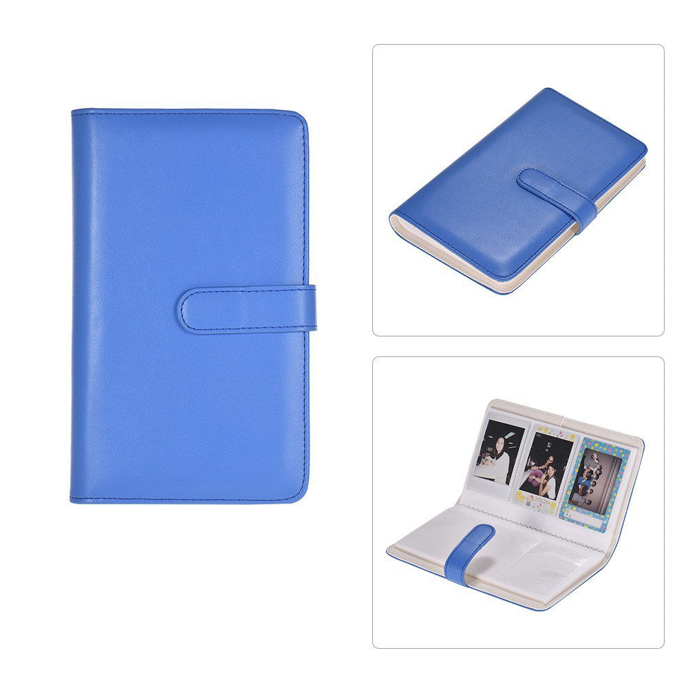 80 Pockets Portable Mini Magnetic Closure Photo Album Photo Pictures Book Album - Dark Blue