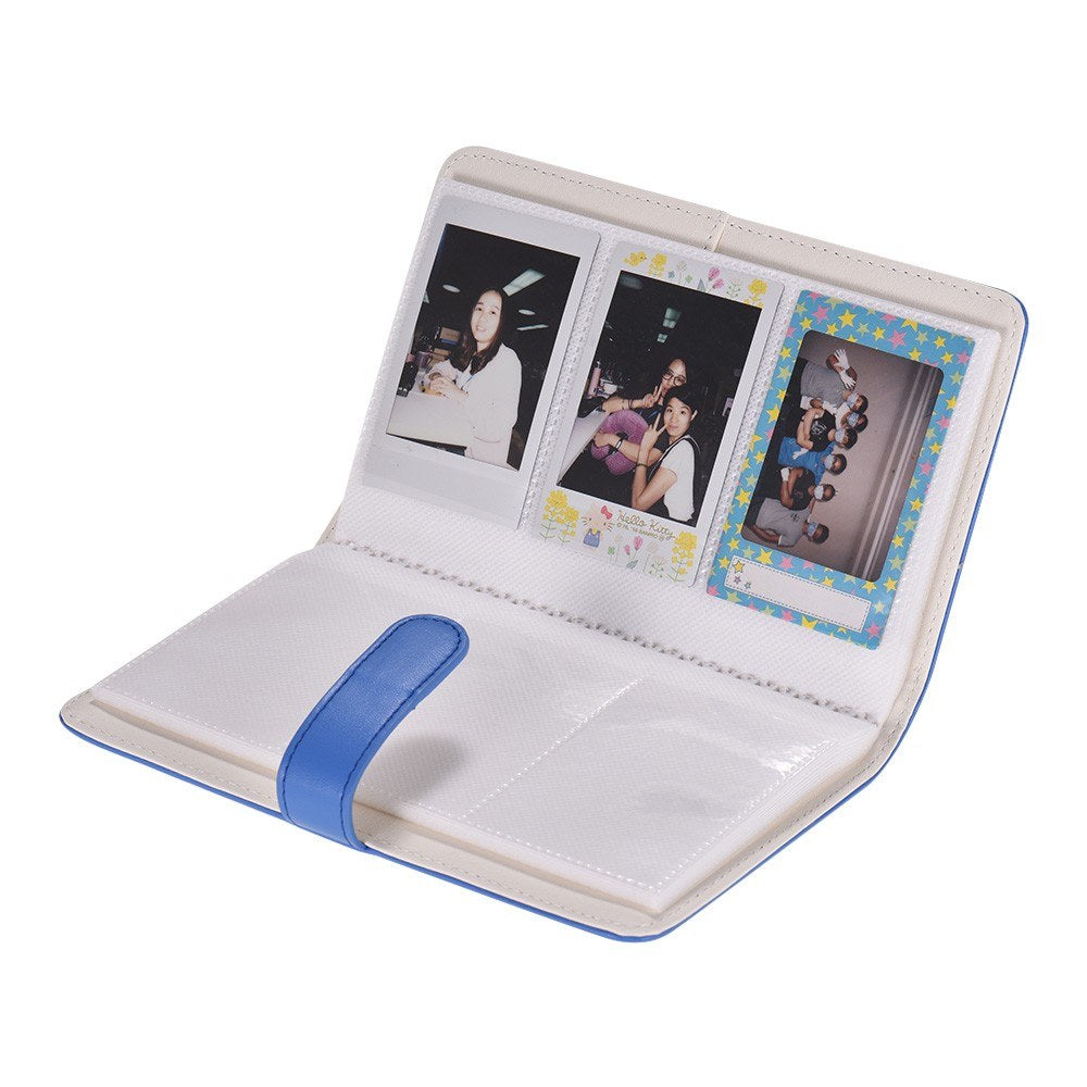 80 Pockets Portable Mini Magnetic Closure Photo Album Photo Pictures Book Album - Dark Blue