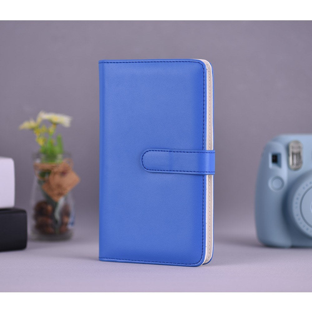 80 Pockets Portable Mini Magnetic Closure Photo Album Photo Pictures Book Album - Dark Blue