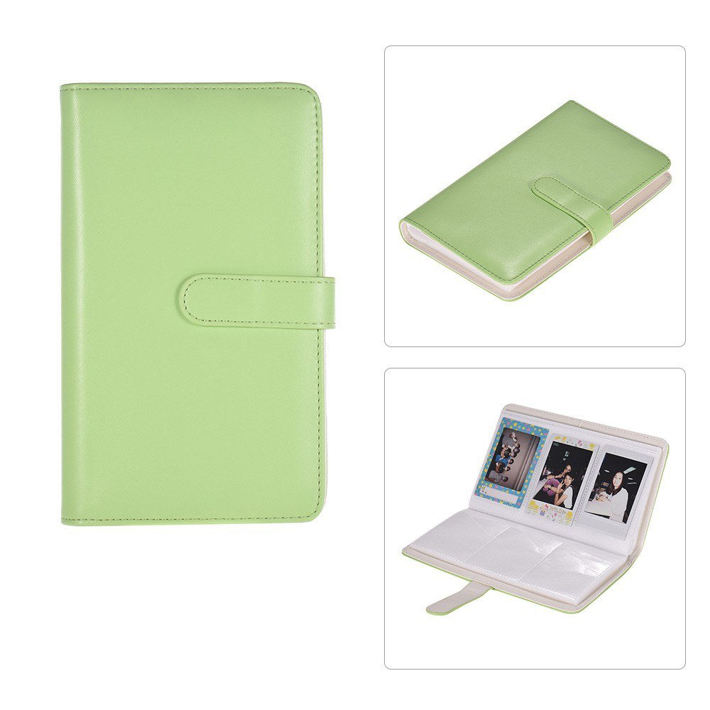 80 Pockets Portable Mini Magnetic Closure Photo Album Photo Pictures Book Album - Green