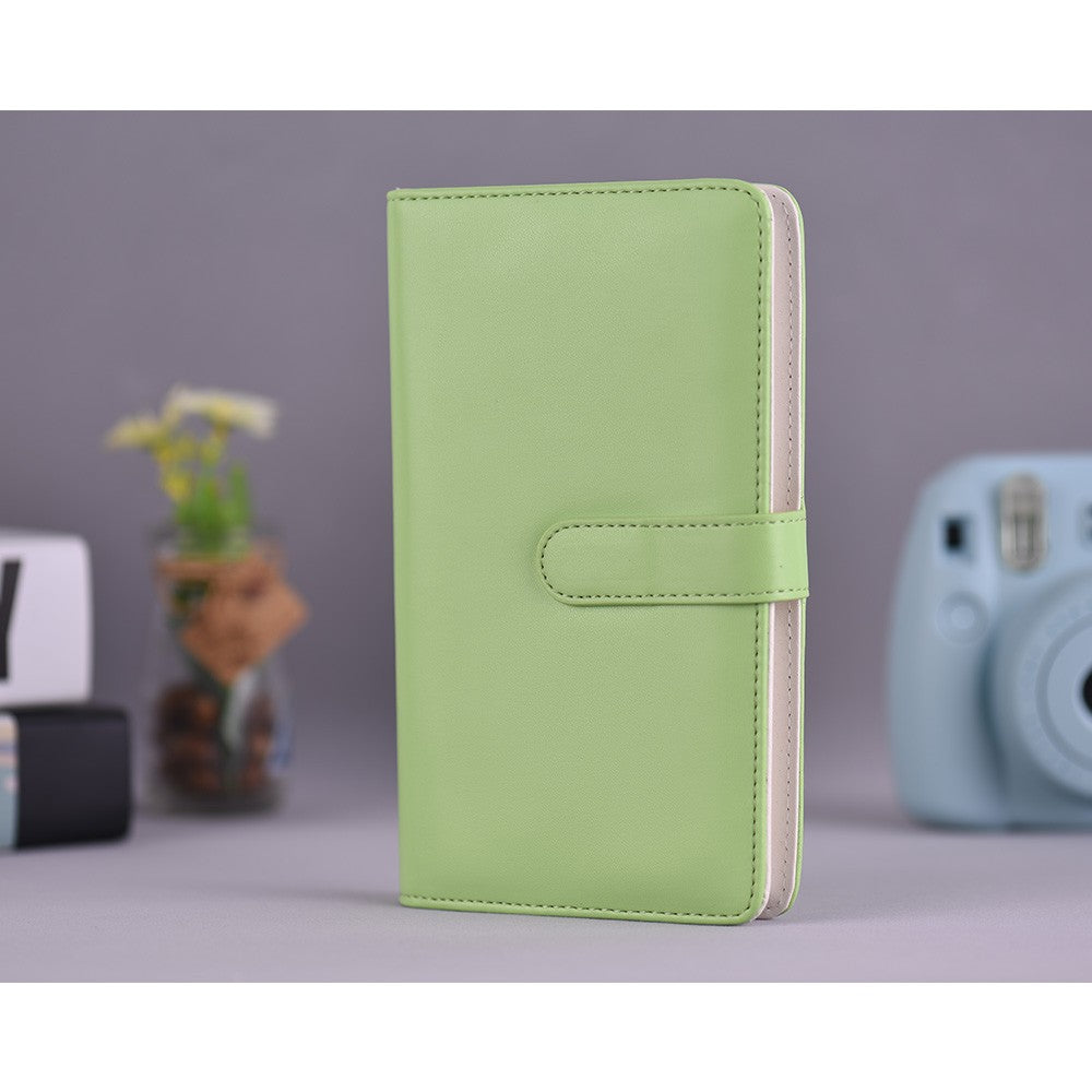 80 Pockets Portable Mini Magnetic Closure Photo Album Photo Pictures Book Album - Green