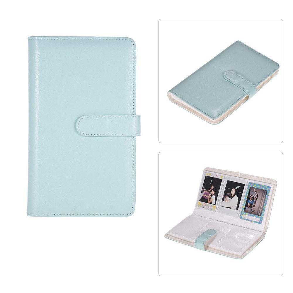 80 Pockets Portable Mini Magnetic Closure Photo Album Photo Pictures Book Album - Blue