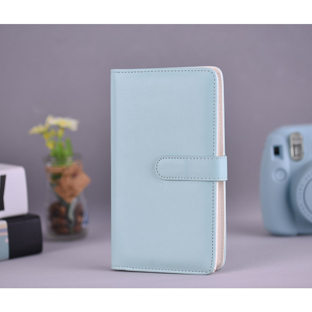 80 Pockets Portable Mini Magnetic Closure Photo Album Photo Pictures Book Album - Blue