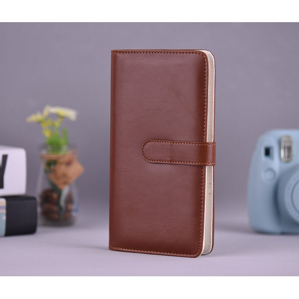 80 Pockets Portable Mini Magnetic Closure Photo Album Photo Pictures Book Album - Brown