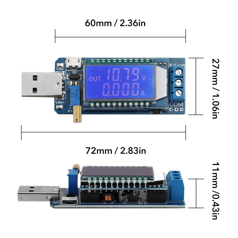 LCD Screen USB Step UP/Down Power Module Voltmeter Ammeter Battery Capacity Tester