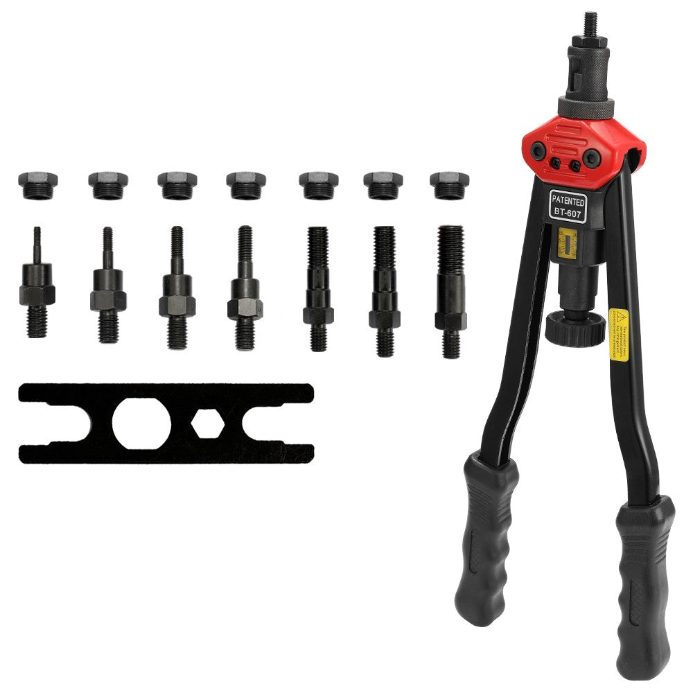 16in Labor-saving Hand Riveter BT-607 Manual Rivet Machine 400mm Riveting Tools with Nut Dies M-3 M-4 M-5 M-6 M-8 M-10 M-12