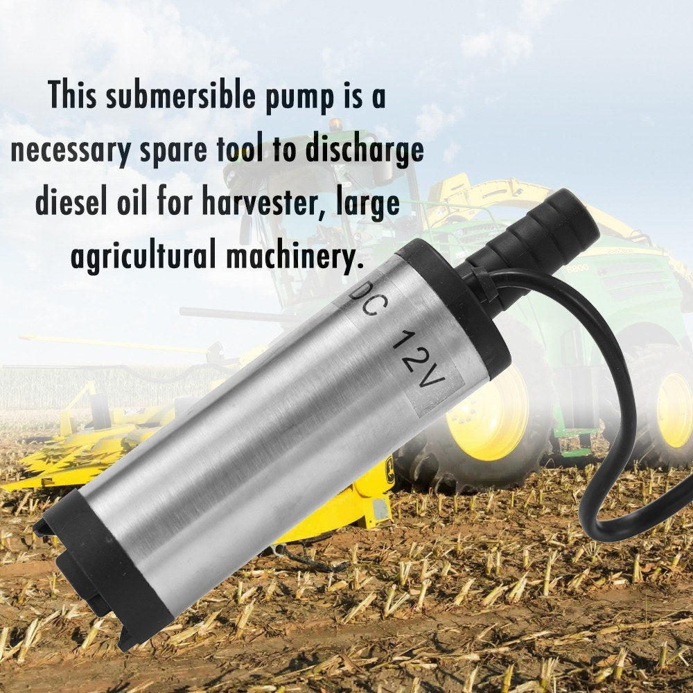 DC 12V Electric Submersible Pump Stainless Steel Submersible Pumps for Water Oil Kerosene 12 L/min Refueling Tool