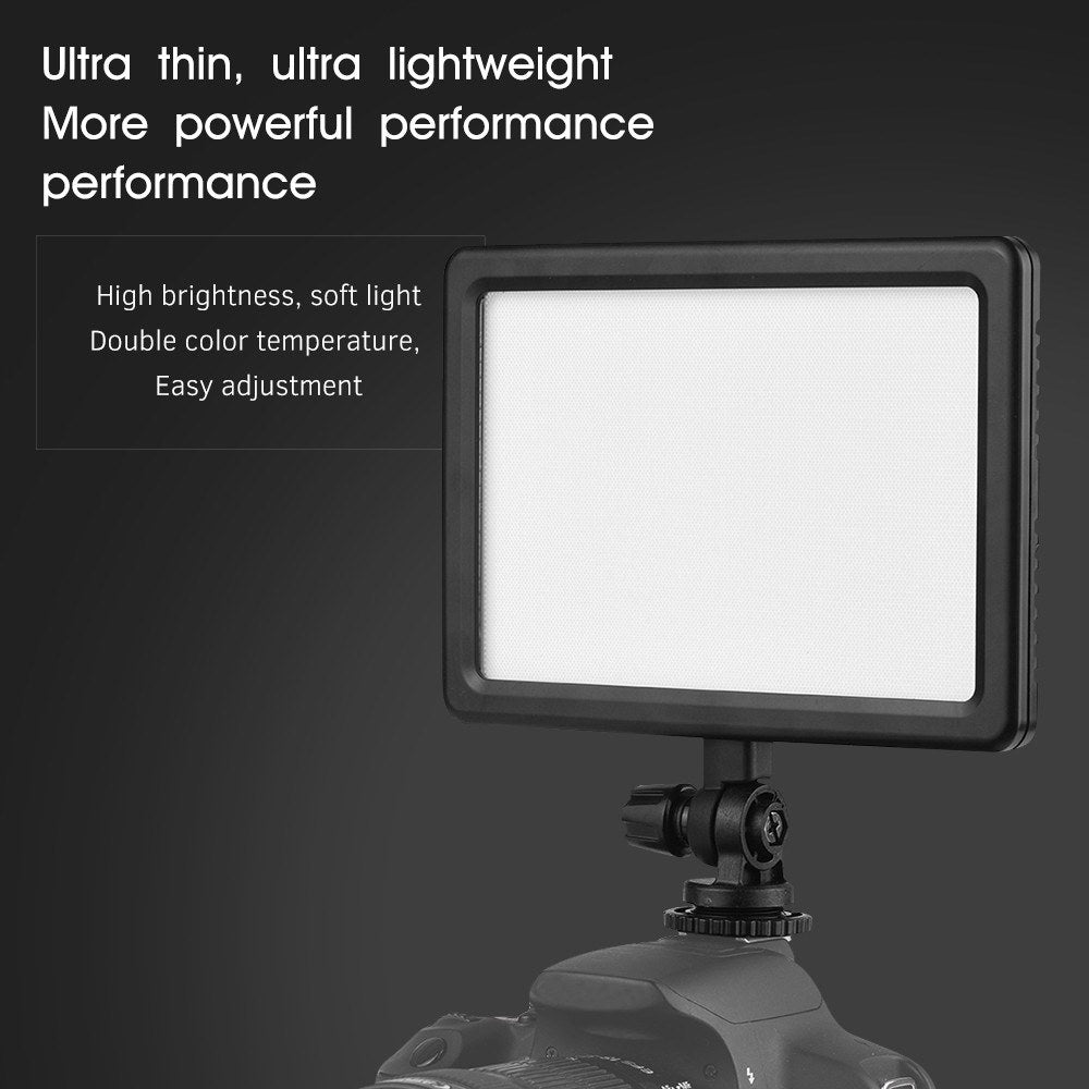 Portable LED Video Light Panel Photography Fill-in Lamp 3200K-5600K Adjustable Brightness 25W with LED Display Cold Shoe Mount Adapter