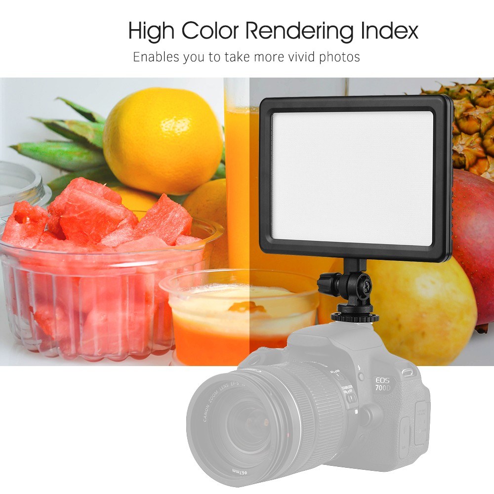 Portable LED Video Light Panel Photography Fill-in Lamp 3200K-5600K Adjustable Brightness 25W with LED Display Cold Shoe Mount Adapter